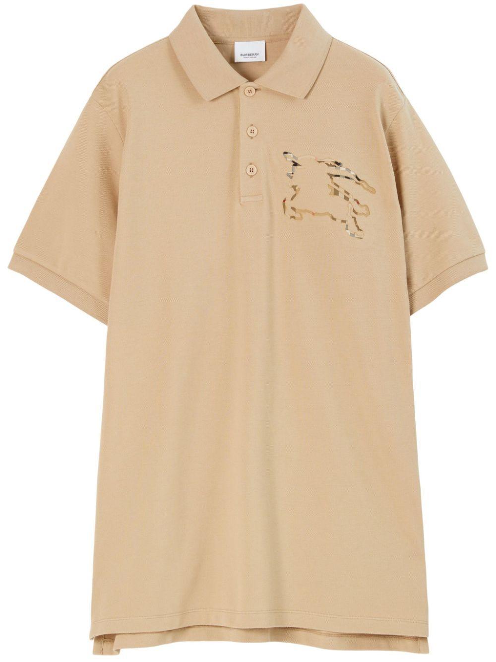 BURBERRY Equestrian Knight-motif Cotton Polo Shirt In Nude & Neutrals Product Image