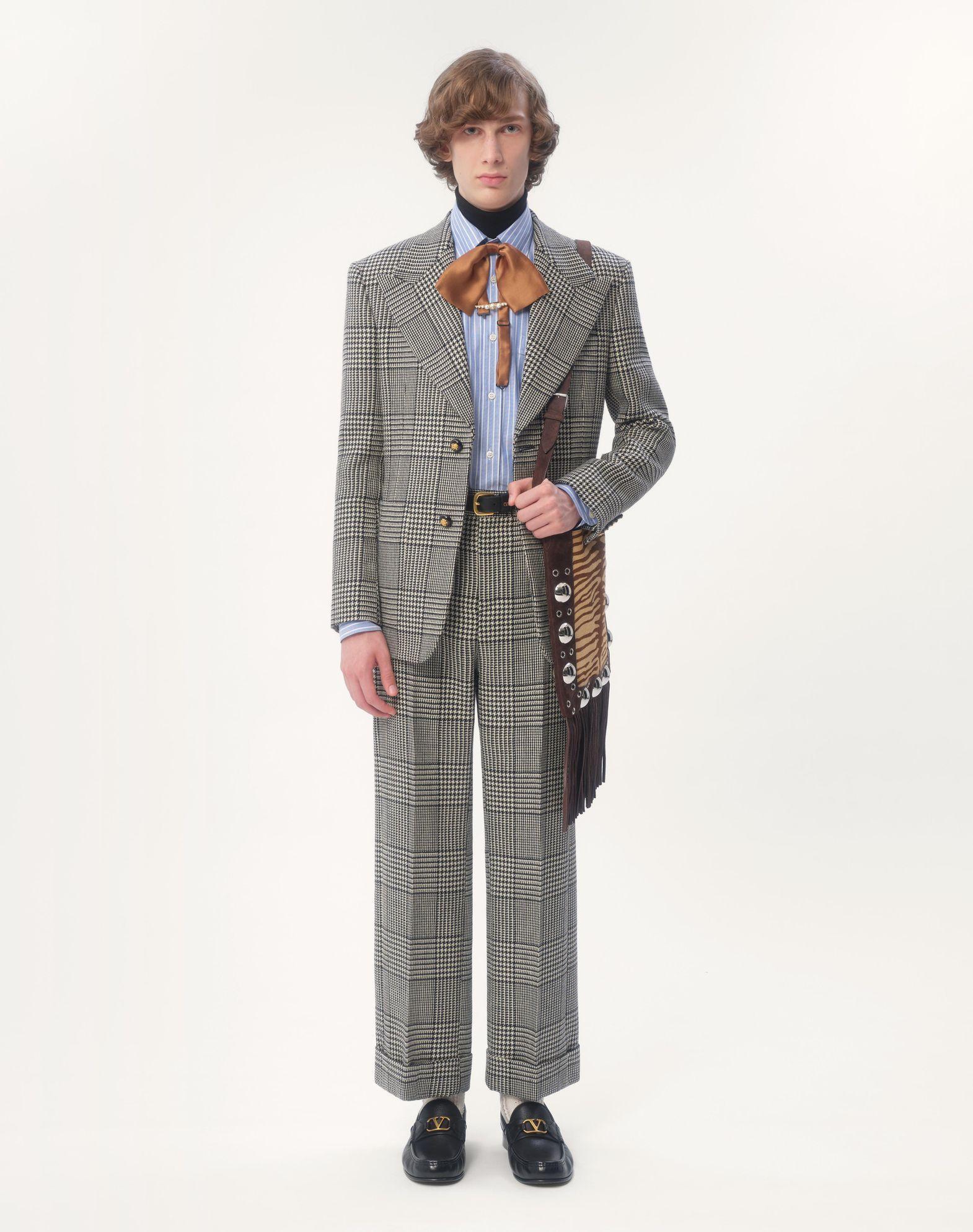 Wool Pants With Turn-Ups With Check Pattern On Houndstooth Product Image