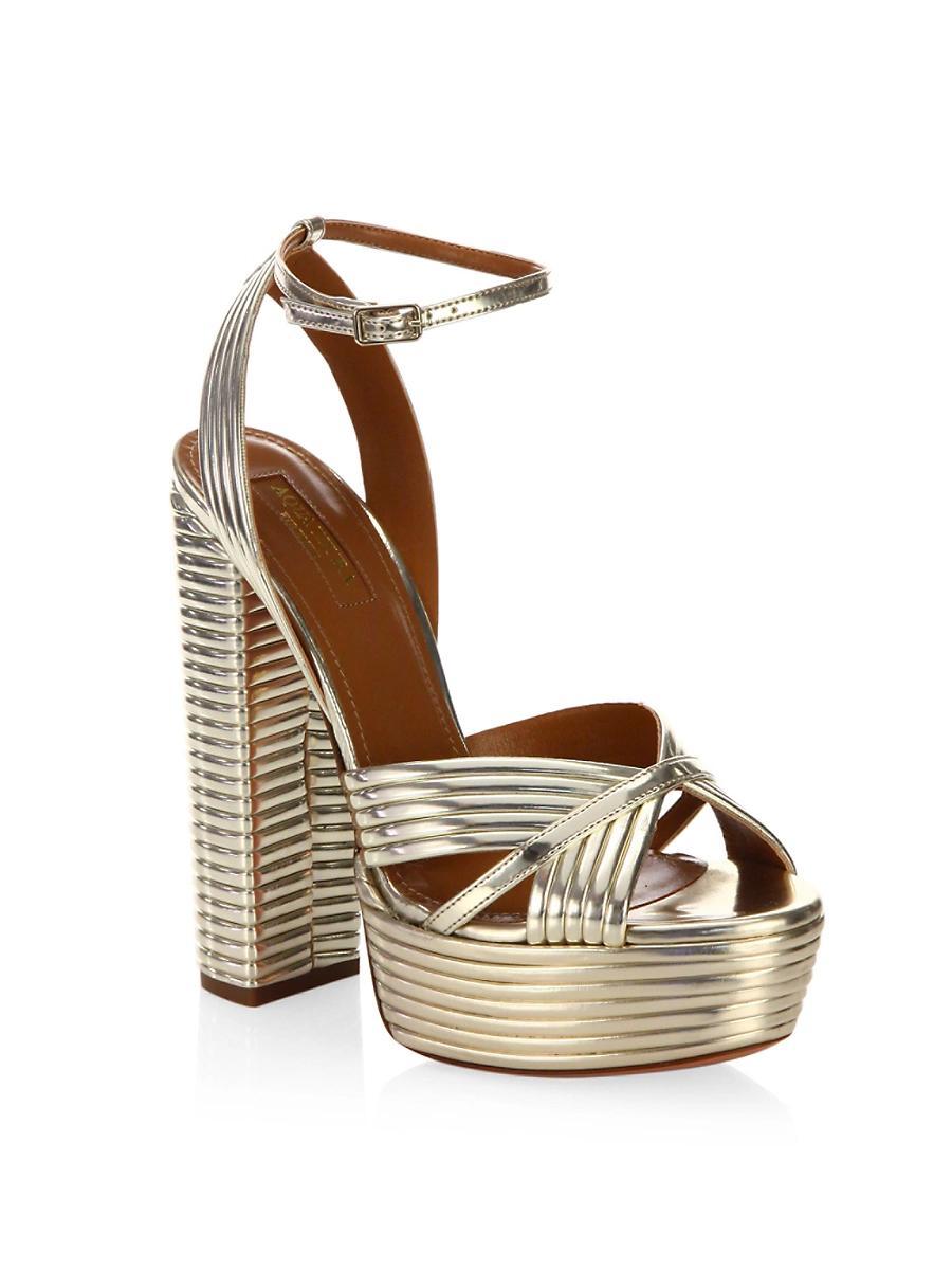 Womens Sundance Ribbed Metallic Leather Platform Sandals Product Image