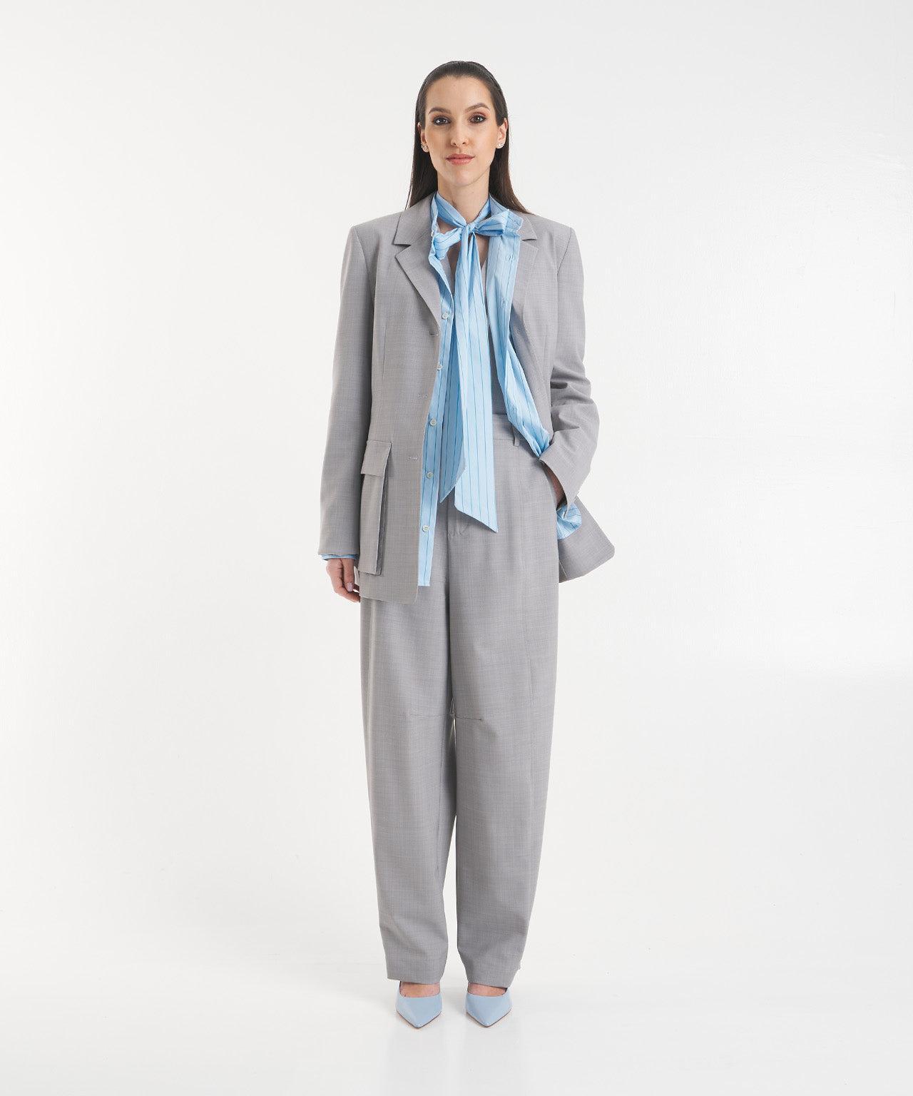 Wide leg pants in virgin wool blend Product Image