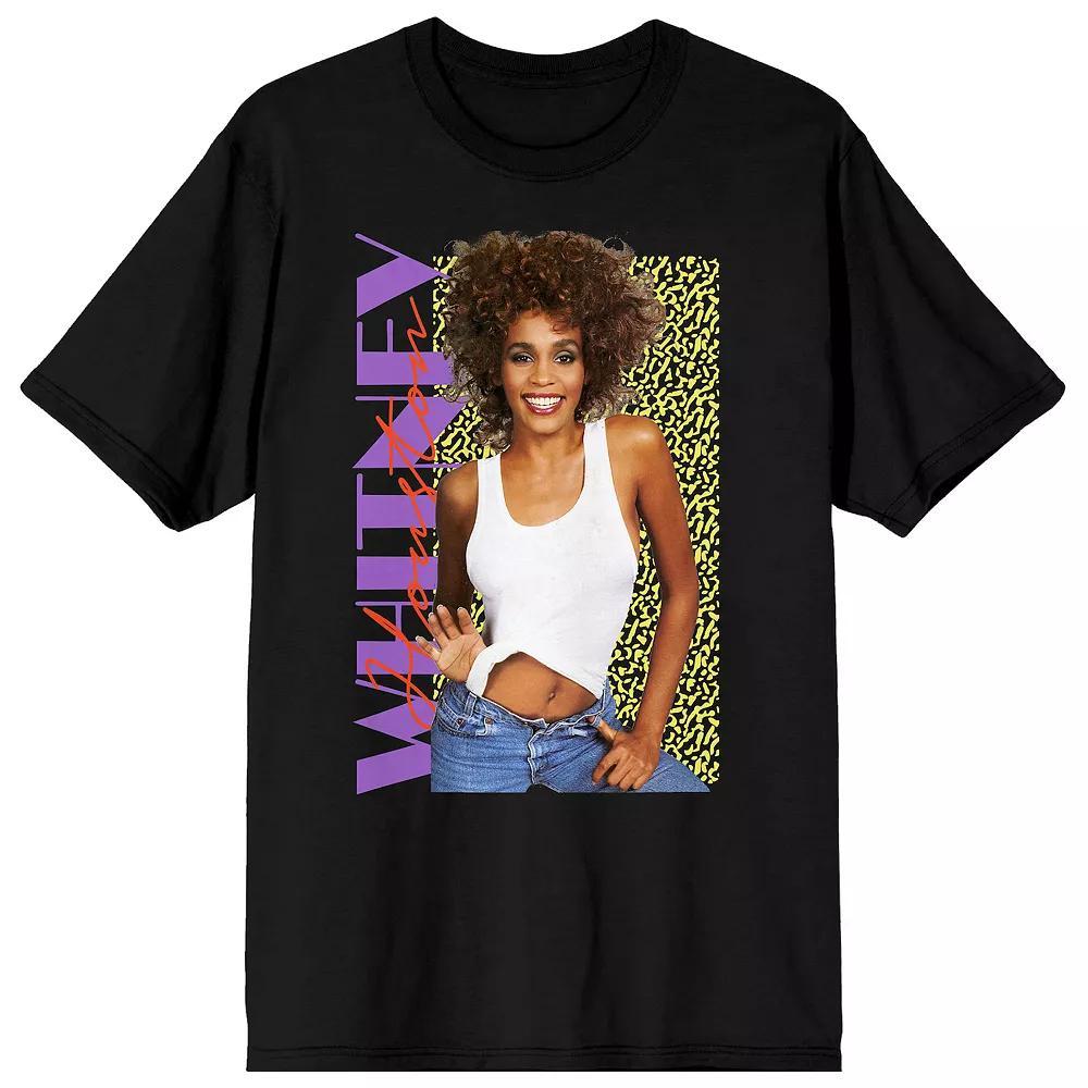 Men's Whitney Houston 90s Script Tee, Size: Large, Black Product Image