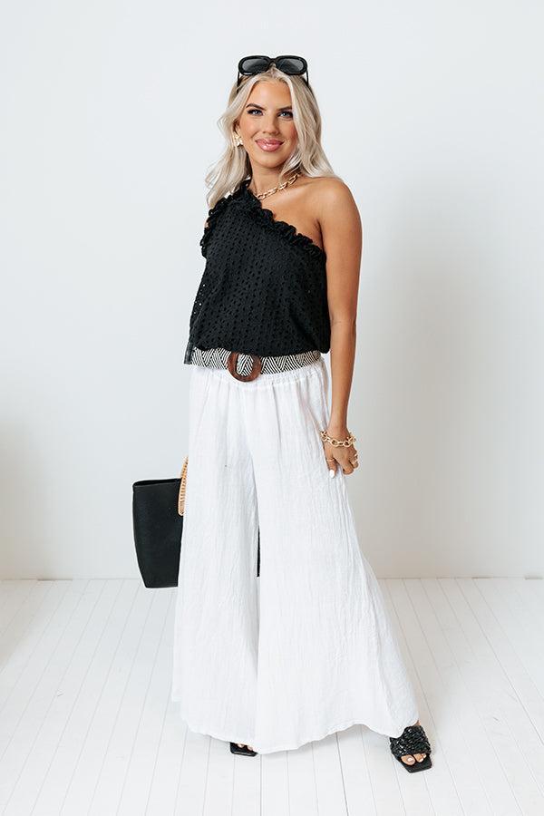 The Nirvana High Waist Linen Pants In White Product Image