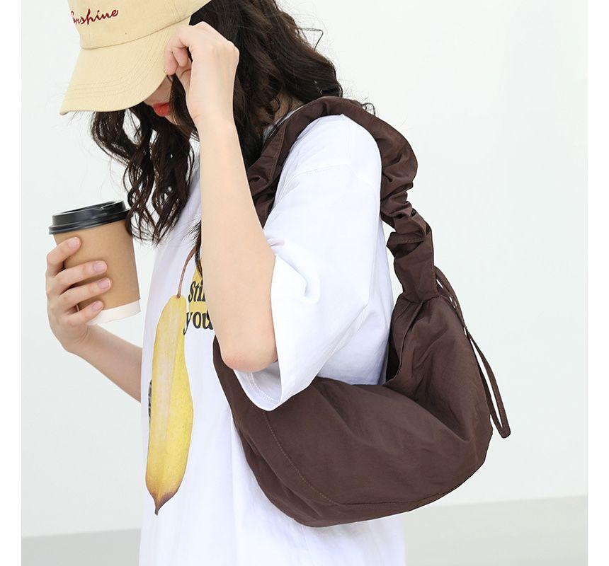 Plain Drawstring Nylon Hobo Bag Product Image