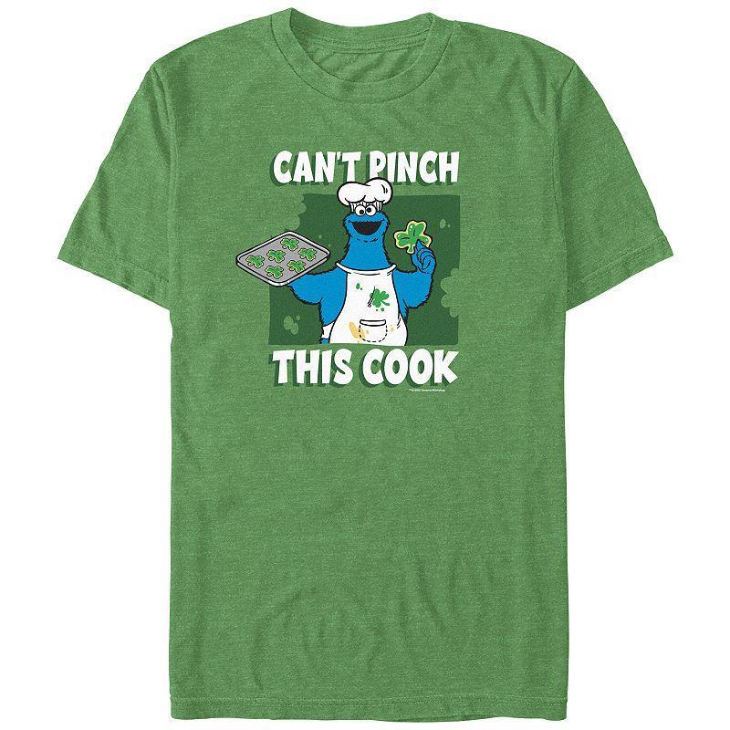 Men's Sesame Street Cookie Monster Can't Pinch This Cook Graphic Tee, Size: Small, Kelly Grey Product Image