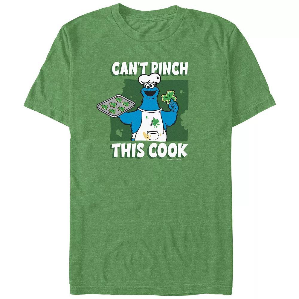 Men's Sesame Street Cookie Monster Can't Pinch This Cook Graphic Tee, Size: Small, Kelly Grey Product Image