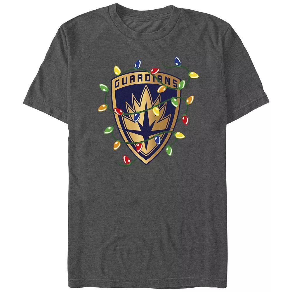 Men's Guardians Of The Galaxy Holidays Special Holidays Color Lights Badge Graphic Tee, Size: Large, Grey Heather Product Image