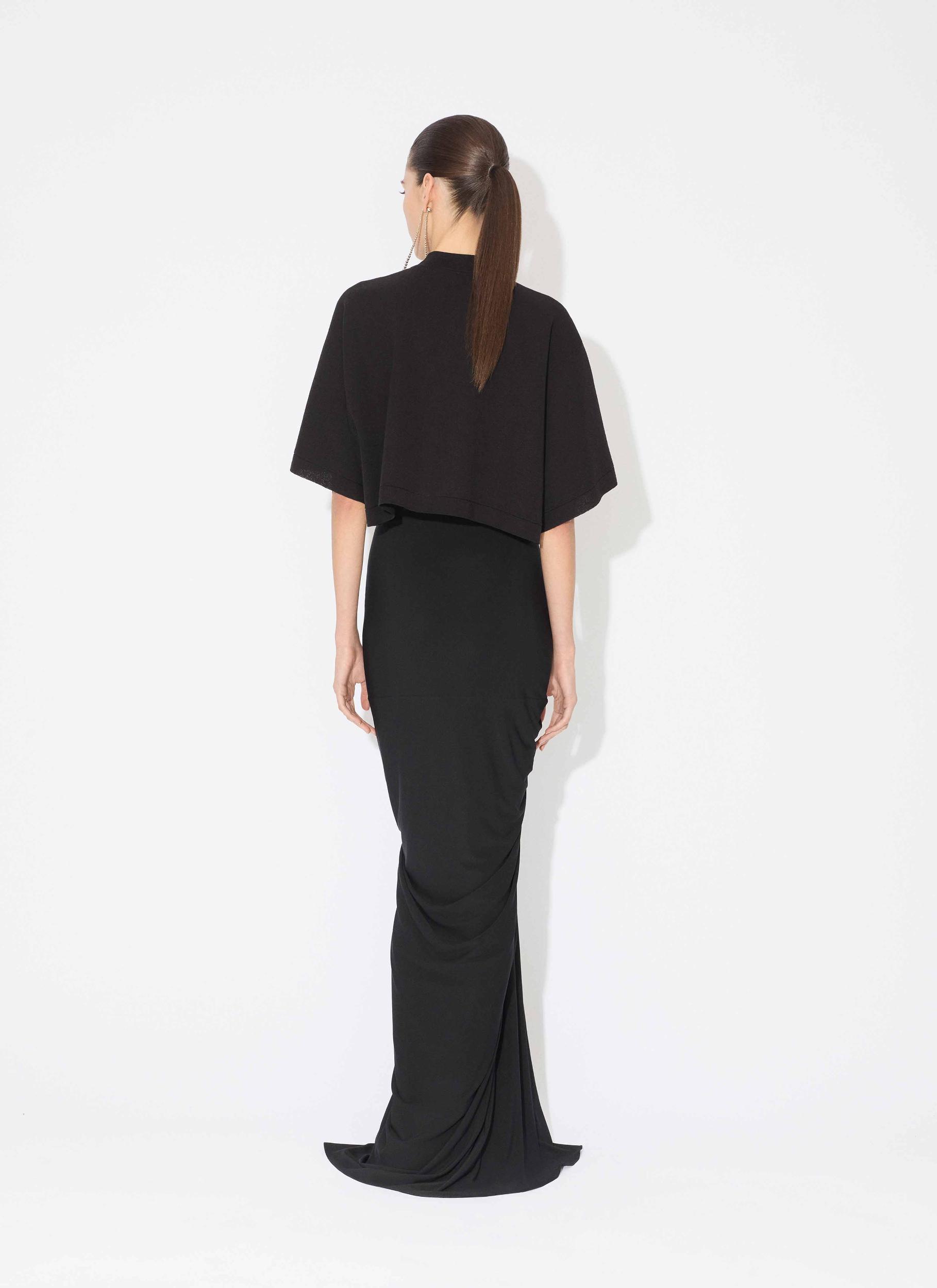 BLACK KNITTED CROPPED T-SHIRT Product Image