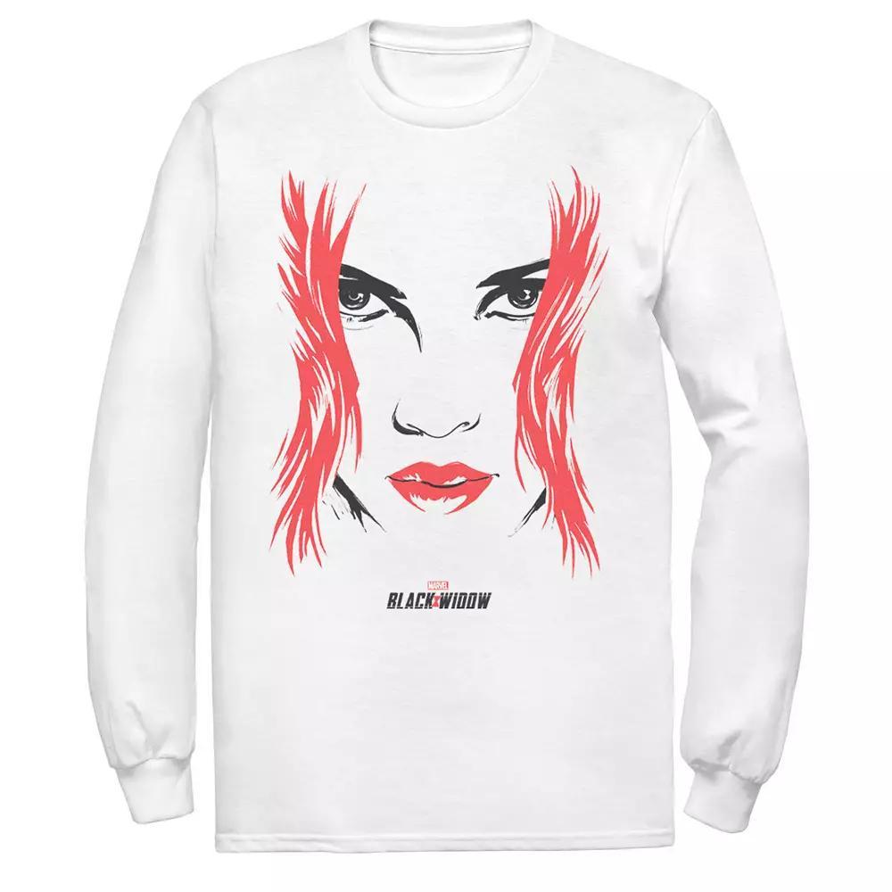 Men's Marvel Black Widow Big Face Tee, Size: Small, White Product Image