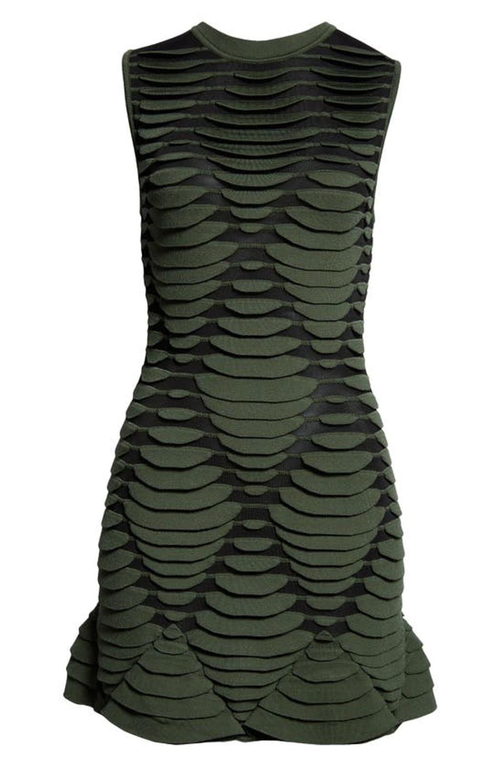 ALAÏA Snake-effect Knit Minidress In Veronese Product Image