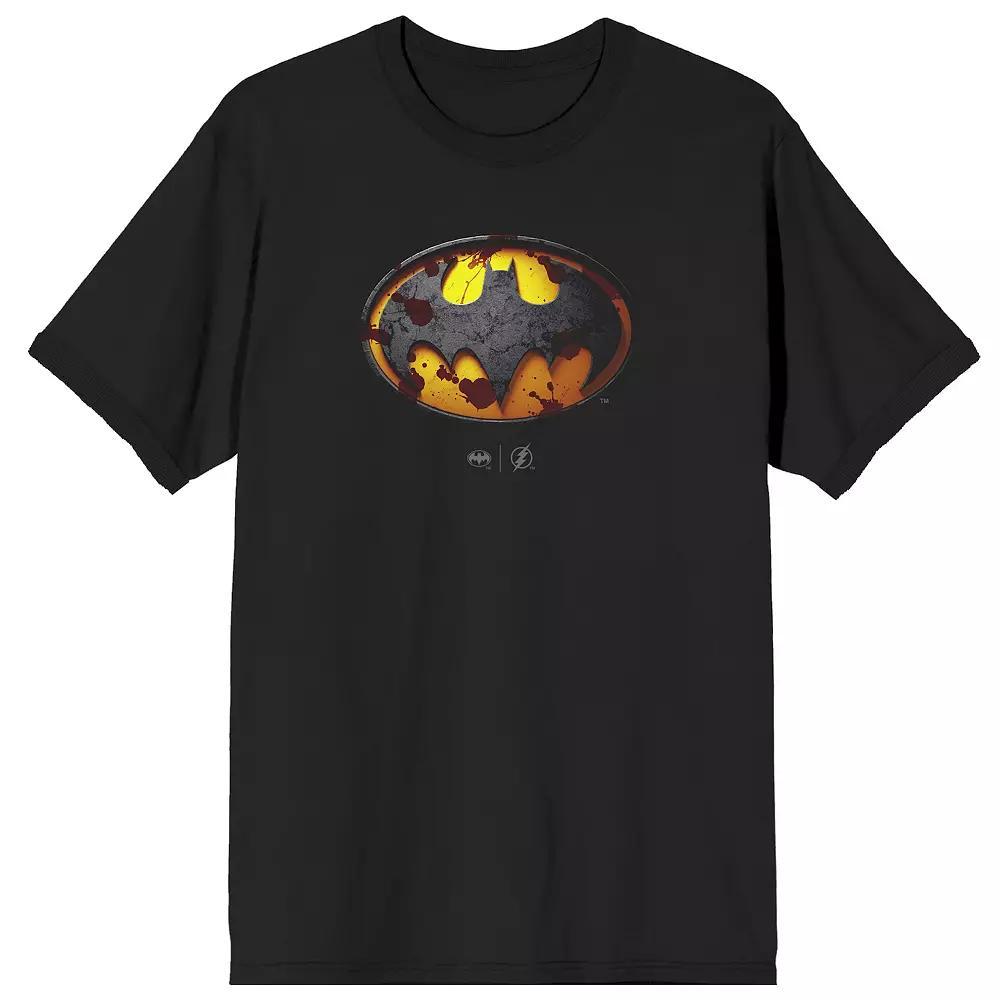 Men's The Flash Movie Splattered Batman Symbol Graphic Tee, Size: Medium, Black Product Image