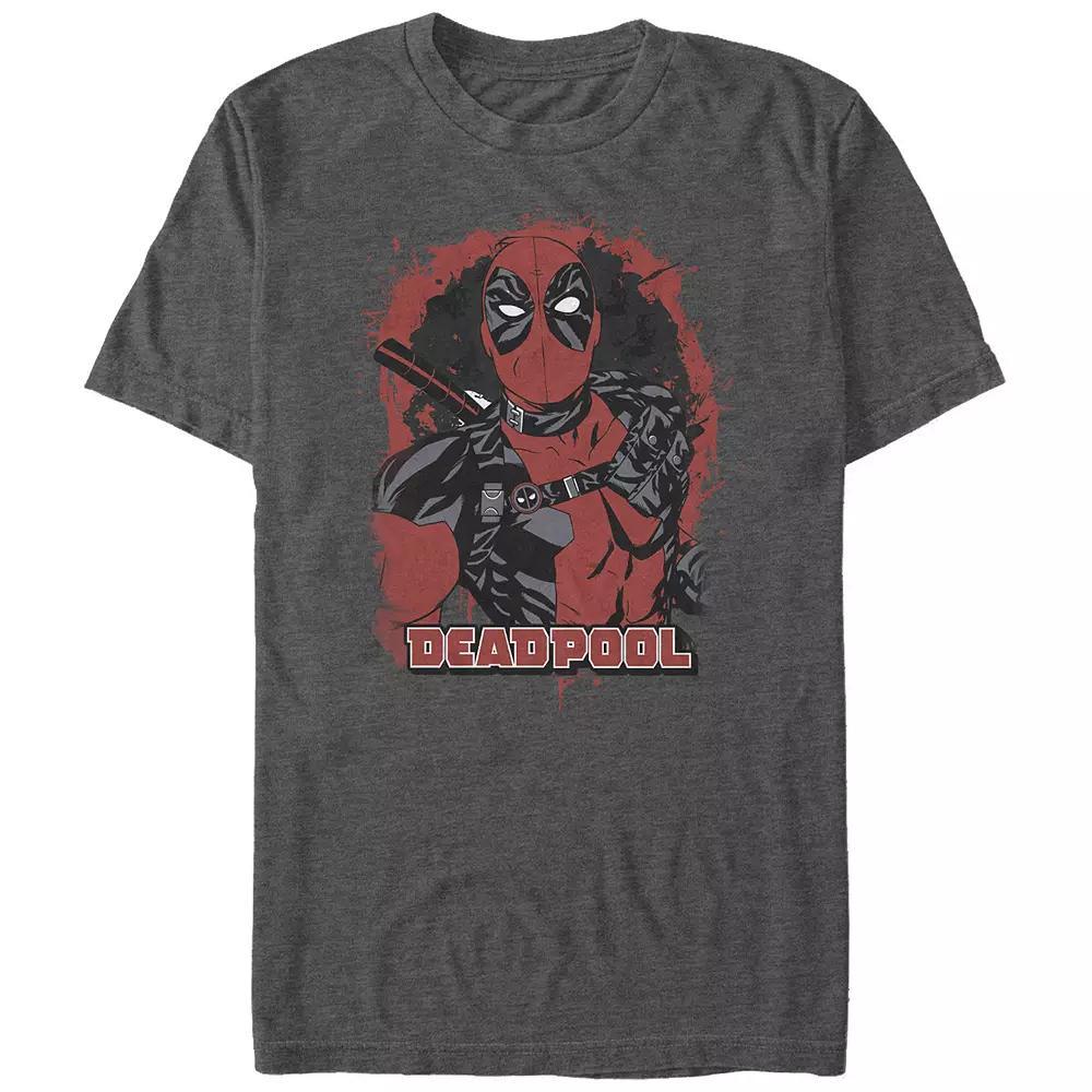 Big & Tall Marvel Deadpool Cartoon Poster Graphic Tee, Men's, Size: 5XB, Grey Heather Product Image