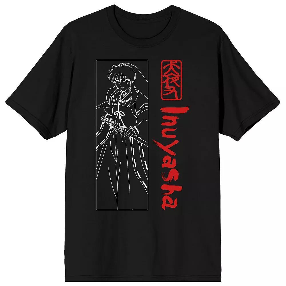 Men's Inuyasha One Color Line Art Graphic Tee, Size: XXL, Black Product Image