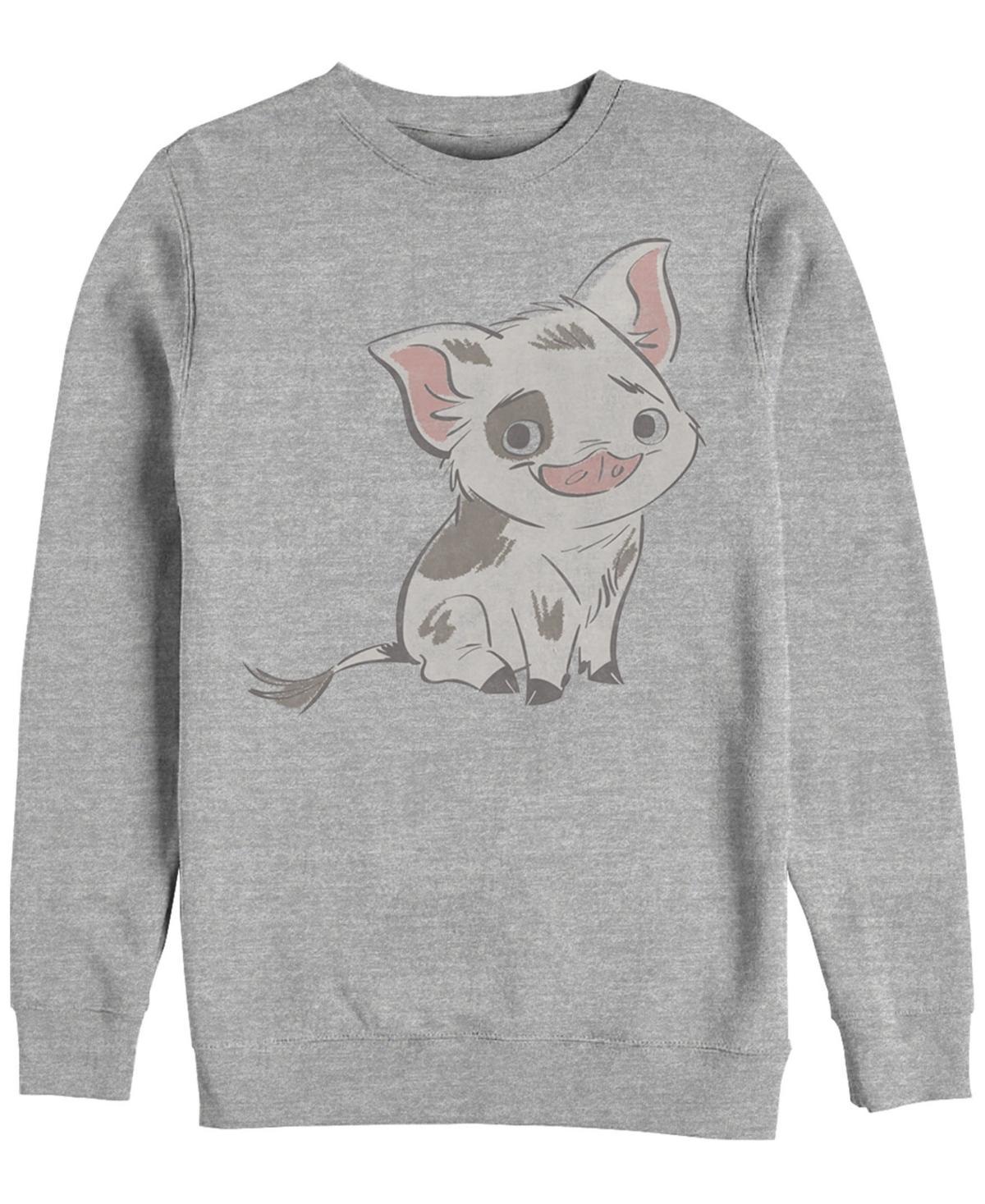 Disneys Moana Pua Mens Drawn Smile Sweatshirt Athletic Grey Product Image