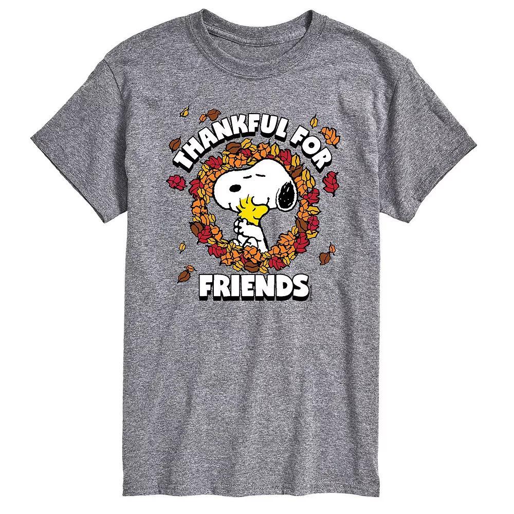 Men's Peanuts Thankful For Friends Tee, Size: XXL, Gray Product Image