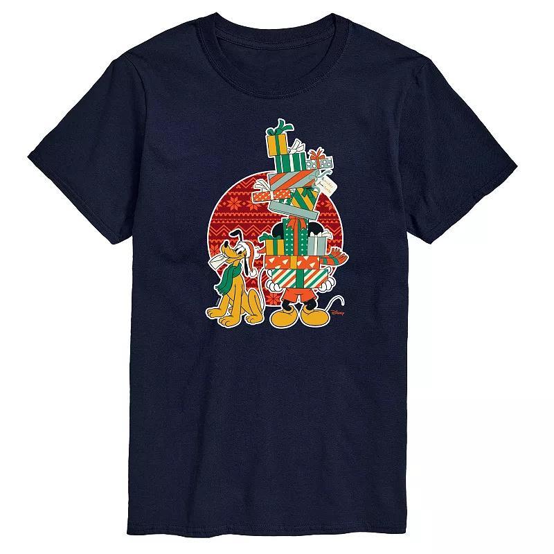 Disney's Mickey & Pluto Big & Tall Presents Graphic Tee, Men's, Size: 3XL Tall, Blue Product Image