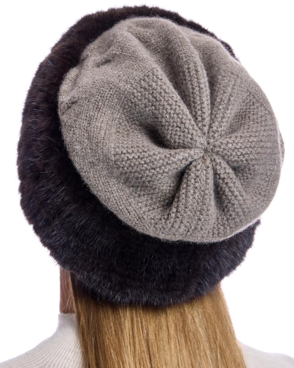 Wool Hat With Knitted Mink trim Product Image