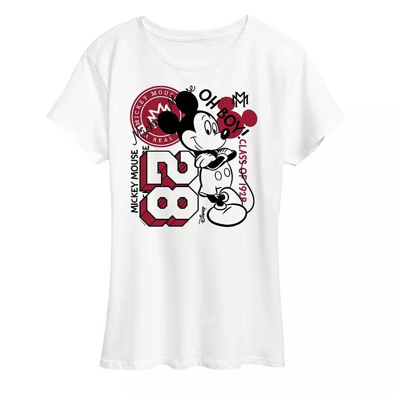 Disney's Mickey Mouse Women's Collegiate Collage Graphic Tee, Size: Medium, Beige Product Image