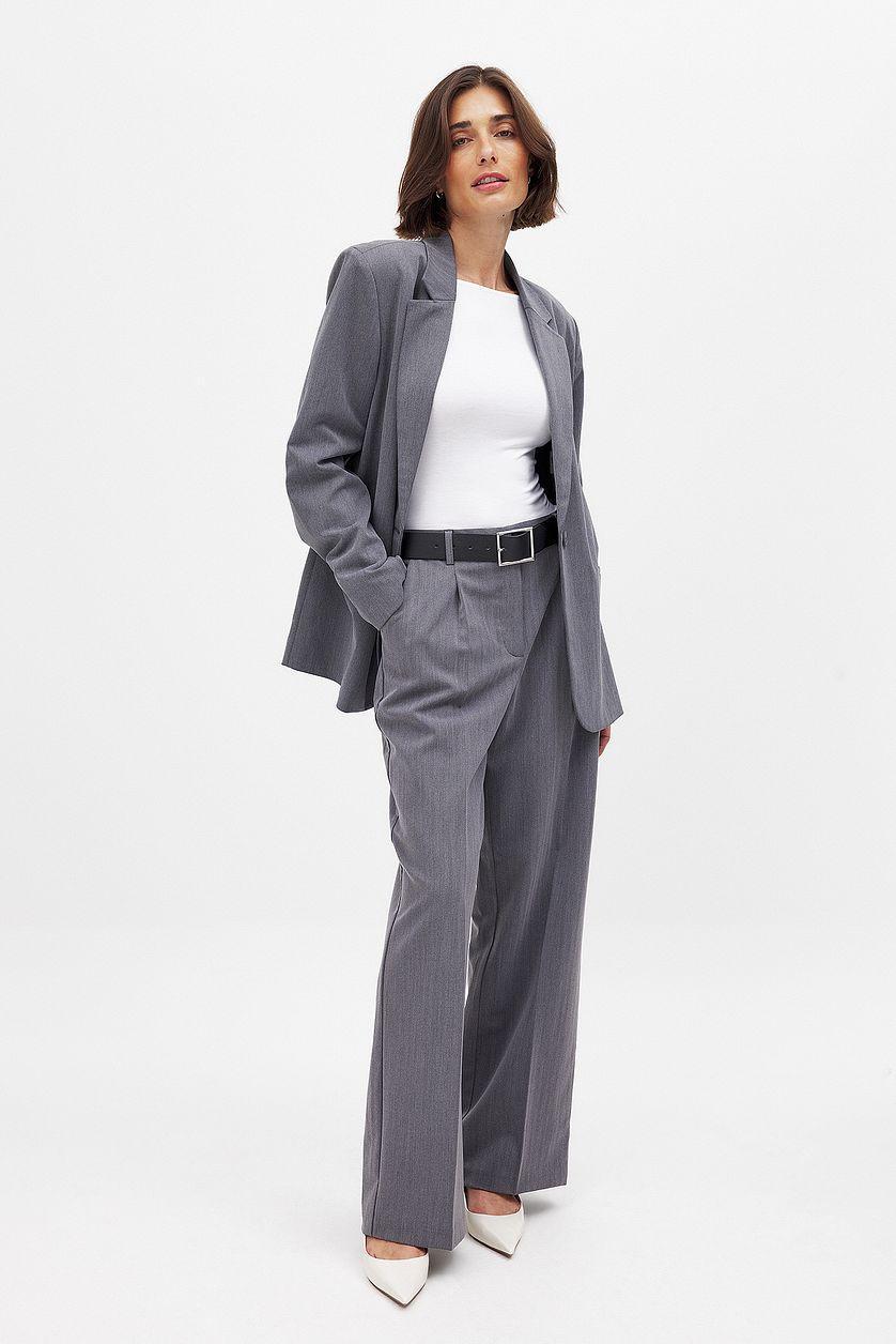 Boat Neck Long Sleeve Top Grey Product Image