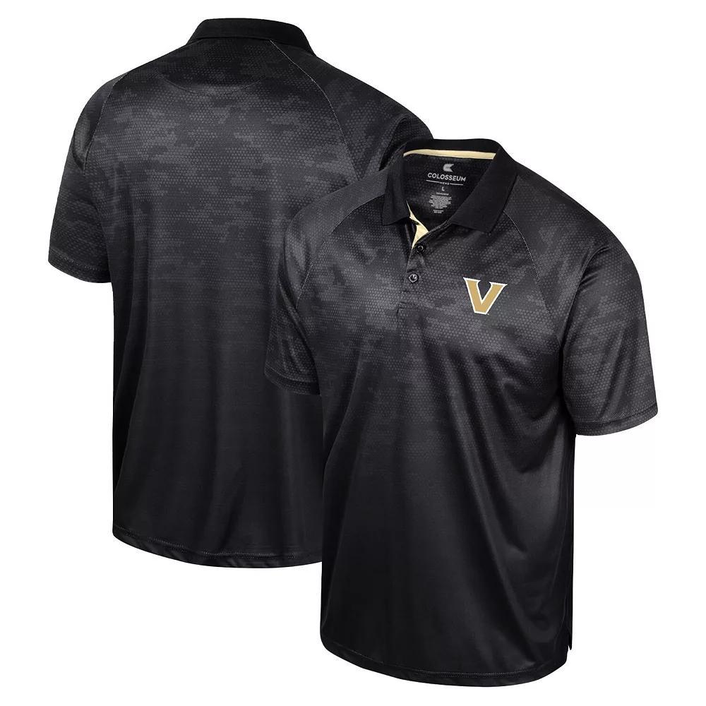 Men's Colosseum Black Vanderbilt Commodores Honeycomb Raglan Polo, Size: Medium Product Image