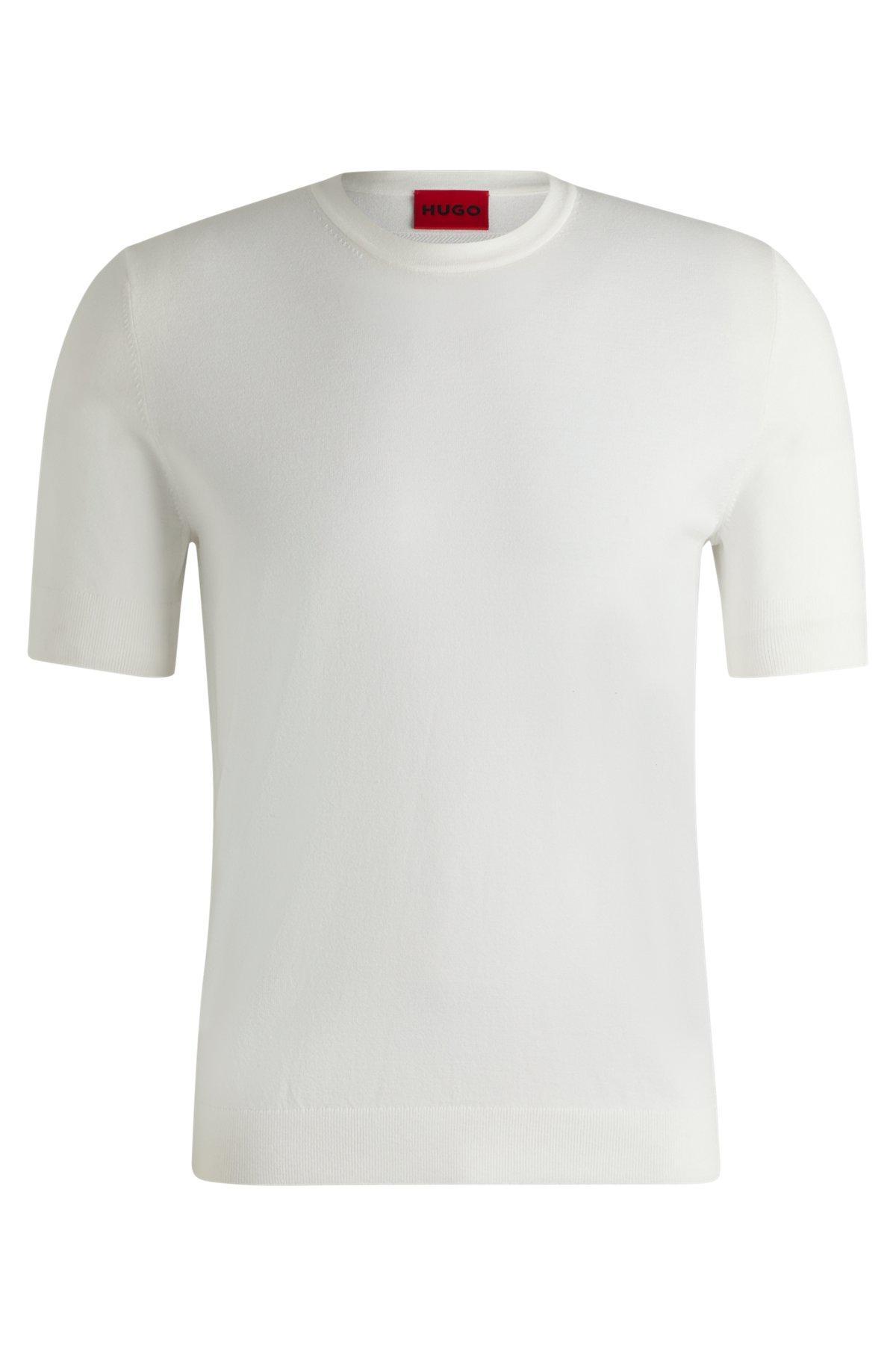 Slim-fit knitted sweater with short sleeves Product Image