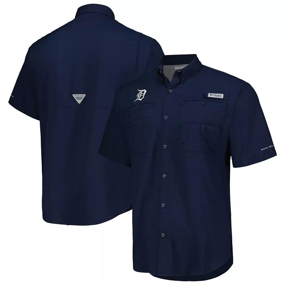 Men's Columbia Navy Detroit Tigers Tamiami Omni-Shade Button-Down Shirt, Size: Small, Blue Product Image