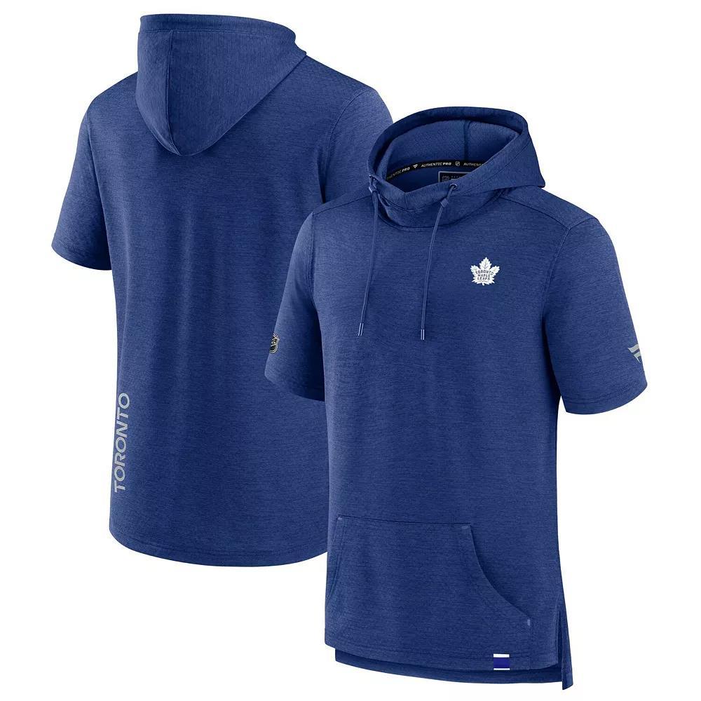 Men's Fanatics  Heather Blue Toronto Maple Leafs Authentic Pro Short Sleeve Pullover Hoodie, Size: Medium, Mpl Team Product Image