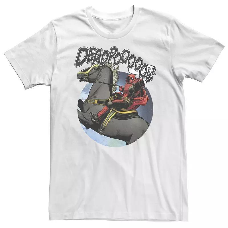 Big & Tall Marvel Deadpool With Cape On Horseback Tee, Men's, Size: 3XL, White Product Image