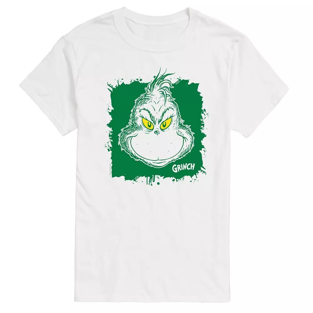 Men's Dr. Seuss Grinch Face Paint Splatter Graphic Tee,  Product Image