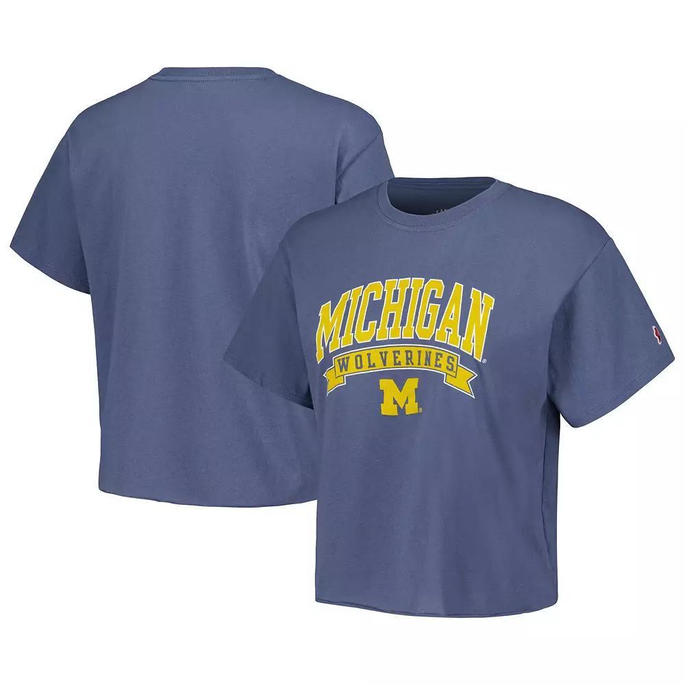 Women's League Collegiate Wear Navy Michigan Wolverines Banner Clothesline Cropped T-Shirt, Size: XL, Blue Product Image
