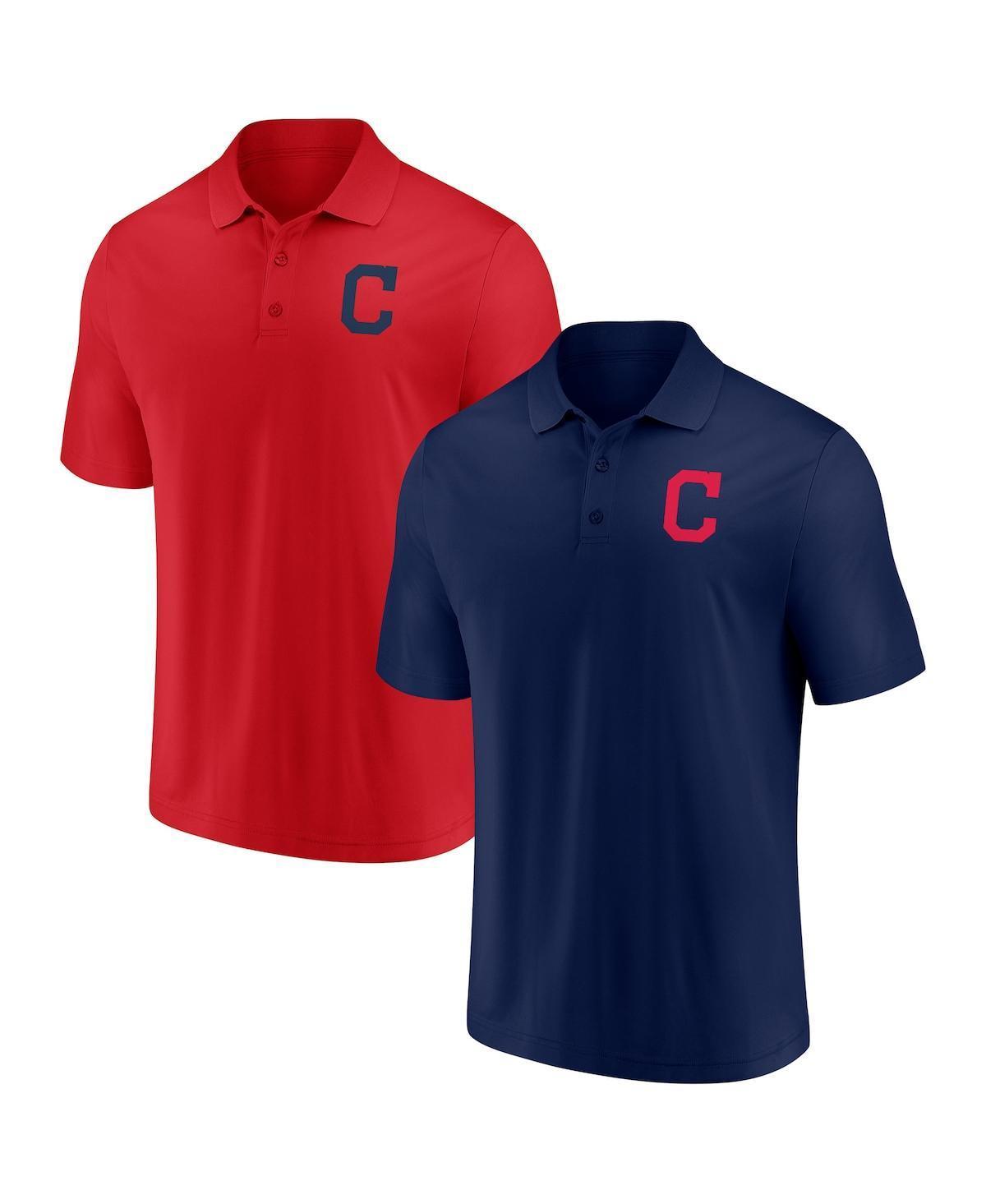 Mens Fanatics Branded /Red Cleveland Indians Primary Logo Polo Combo Set Blue Product Image