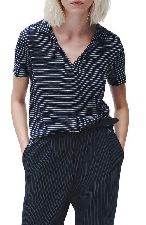 Womens Striped Stretch Cotton Knit Shirt Product Image