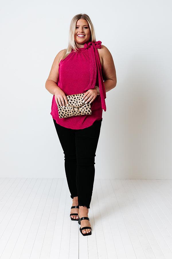 Dream State Pleated Top In Fuchsia Curves Product Image