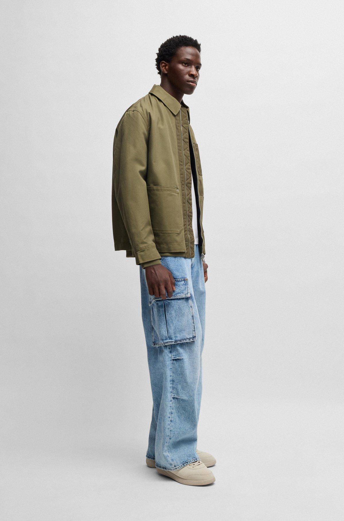 Relaxed-fit padded jacket in cotton with ribbed trims Product Image