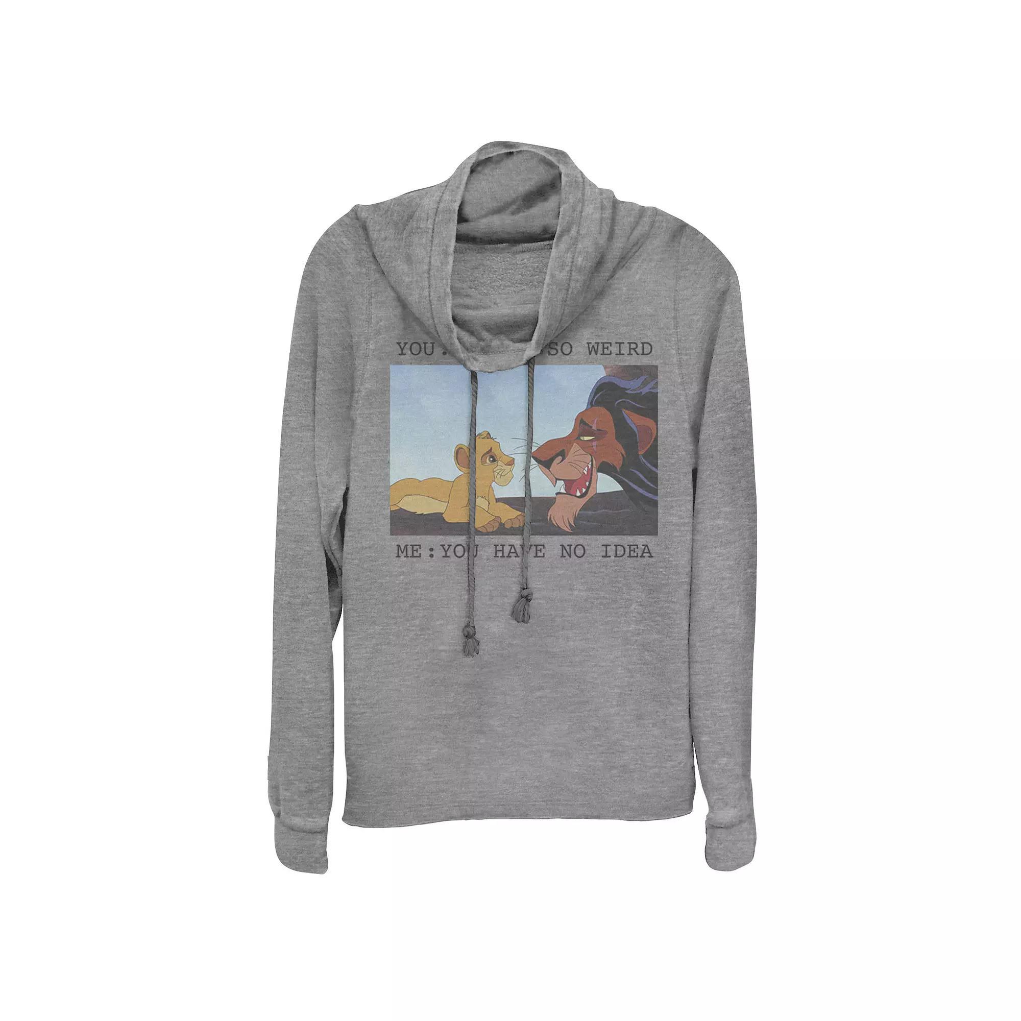 Disney's The Lion King Simba & Scar Meme Juniors' Cowlneck Graphic Lightweight Long Sleeve, Girl's,  Product Image