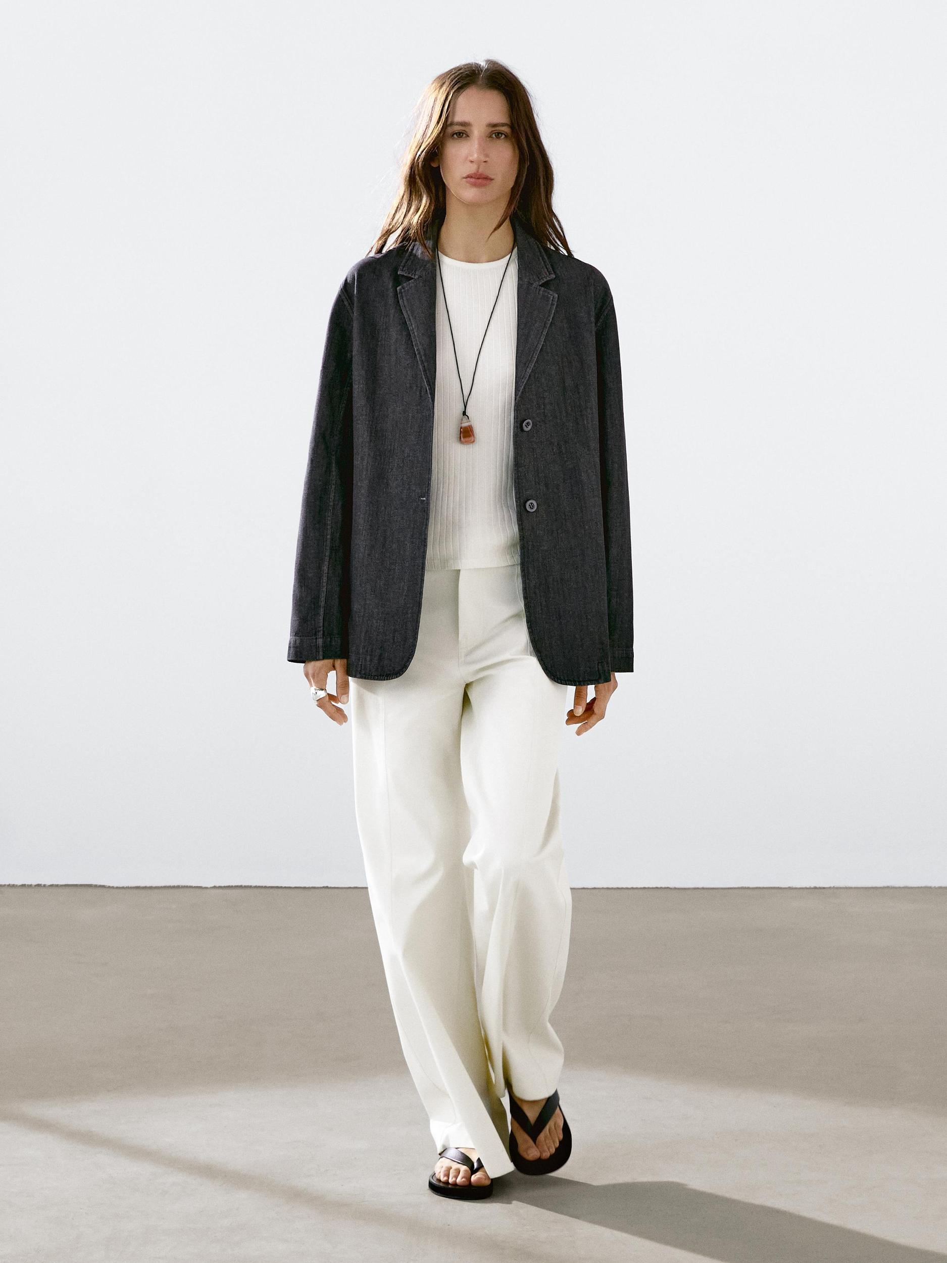 Loose denim blazer Product Image