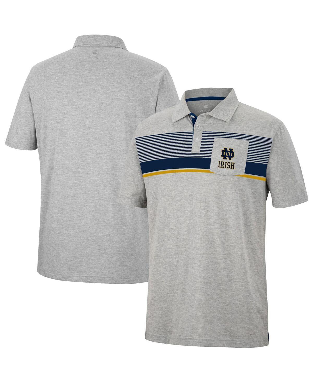 Mens Colosseum Heathered Gray Notre Dame Fighting Irish Golfer Pocket Polo Product Image