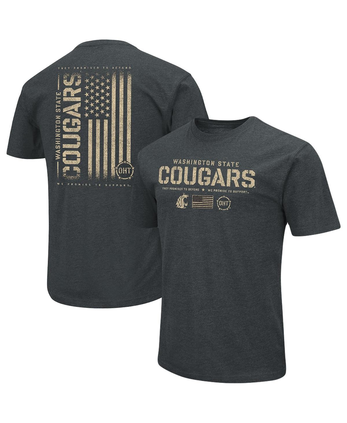 Mens Colosseum Heathered Black Washington State Cougars OHT Military Appreciation Flag 2.0 T-Shirt Product Image