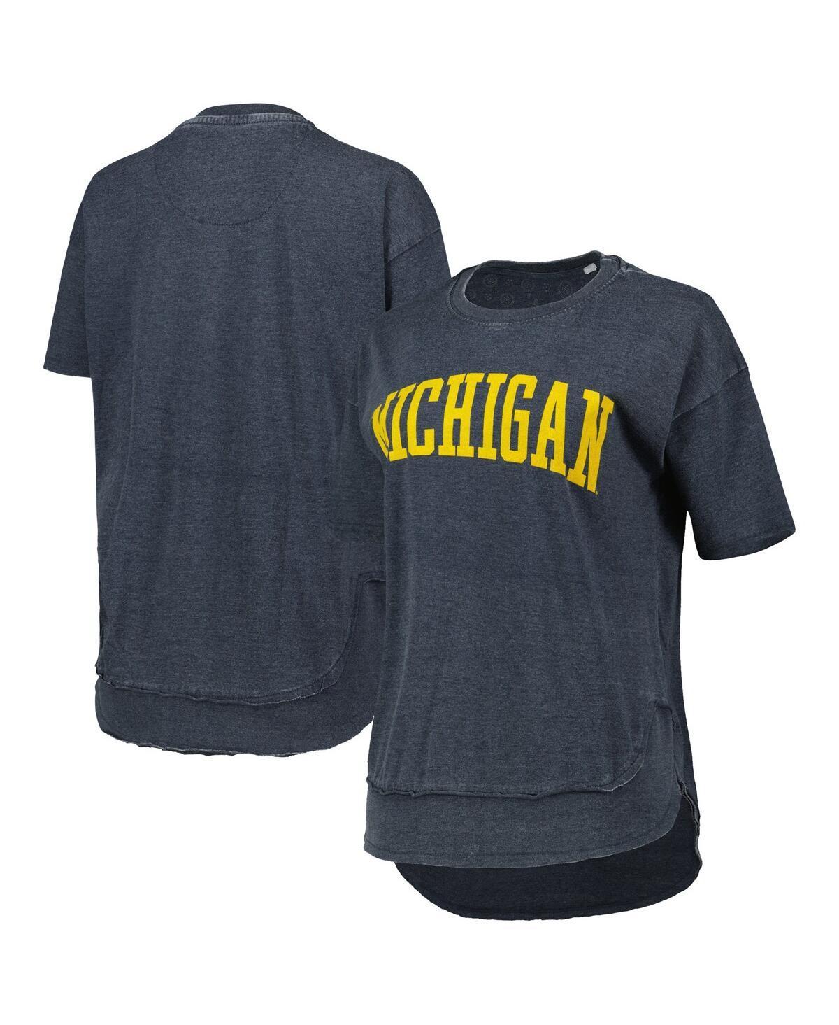 Women's Pressbox Heathered Navy Michigan Wolverines Arch Poncho T-Shirt, Size: Medium, Blue Product Image