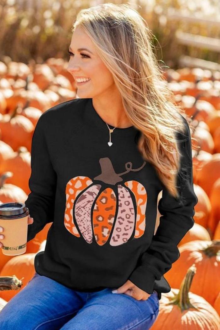 Halloween Pumpkin Printing Sweater Product Image