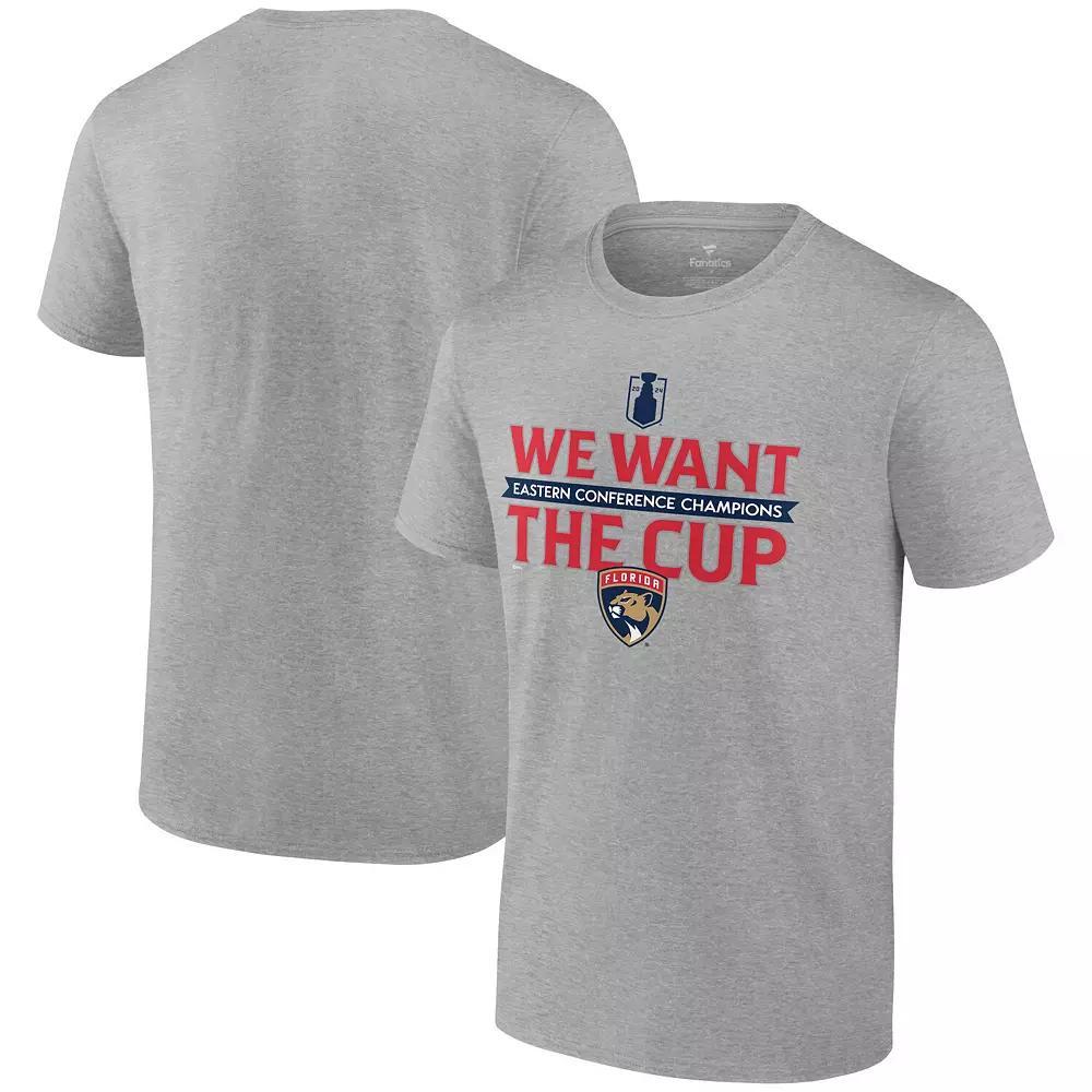 Men's Fanatics  Steel Florida Panthers 2024 Eastern Conference Champions We Want The Cup T-Shirt, Size: 3XL, Pnt Silver Product Image