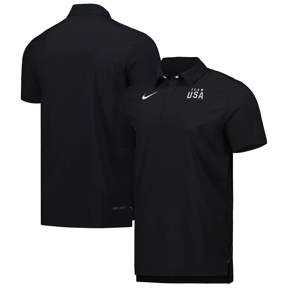 Men's Nike Black/White Team USA Coaches Performance Polo, Size: Small, Usa Black Product Image