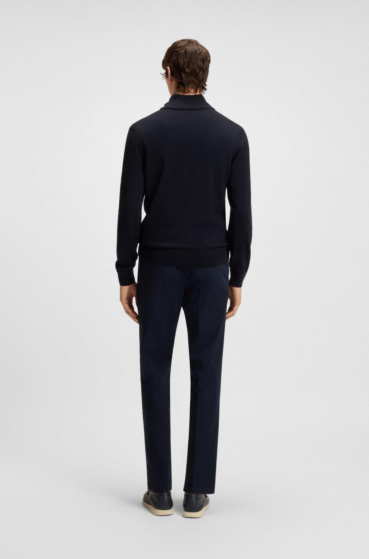 BOSS - Zip-up cardigan in wool - Dark Blue Product Image