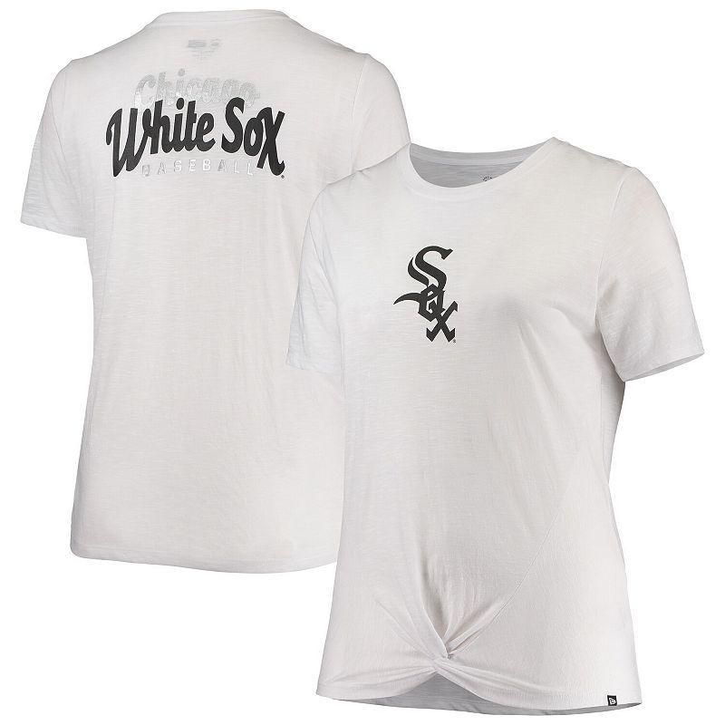 Womens New Era Chicago Sox Plus Size 2-Hit Front Knot T-Shirt Product Image