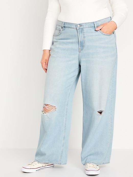 Mid-Rise Ripped Baggy Wide-Leg Jeans Product Image