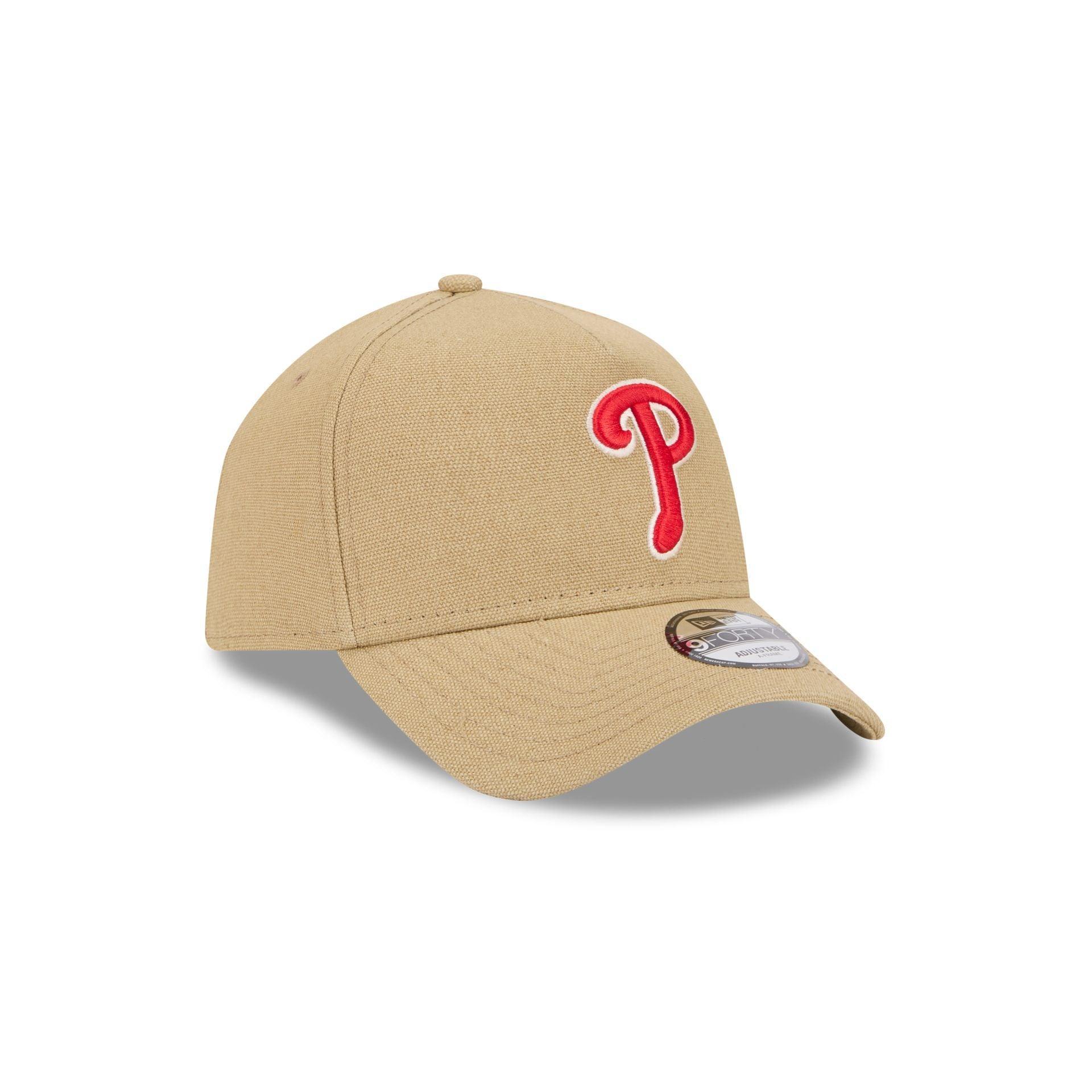 Philadelphia Phillies Logo Essentials Khaki 9FORTY A-Frame Snapback Hat Male Product Image