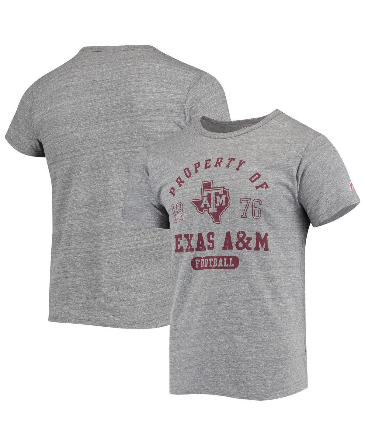 Mens League Collegiate Wear Heathered Gray Texas A&M Aggies Hail Mary Football Victory Falls Tri-Blend T-Shirt Product Image