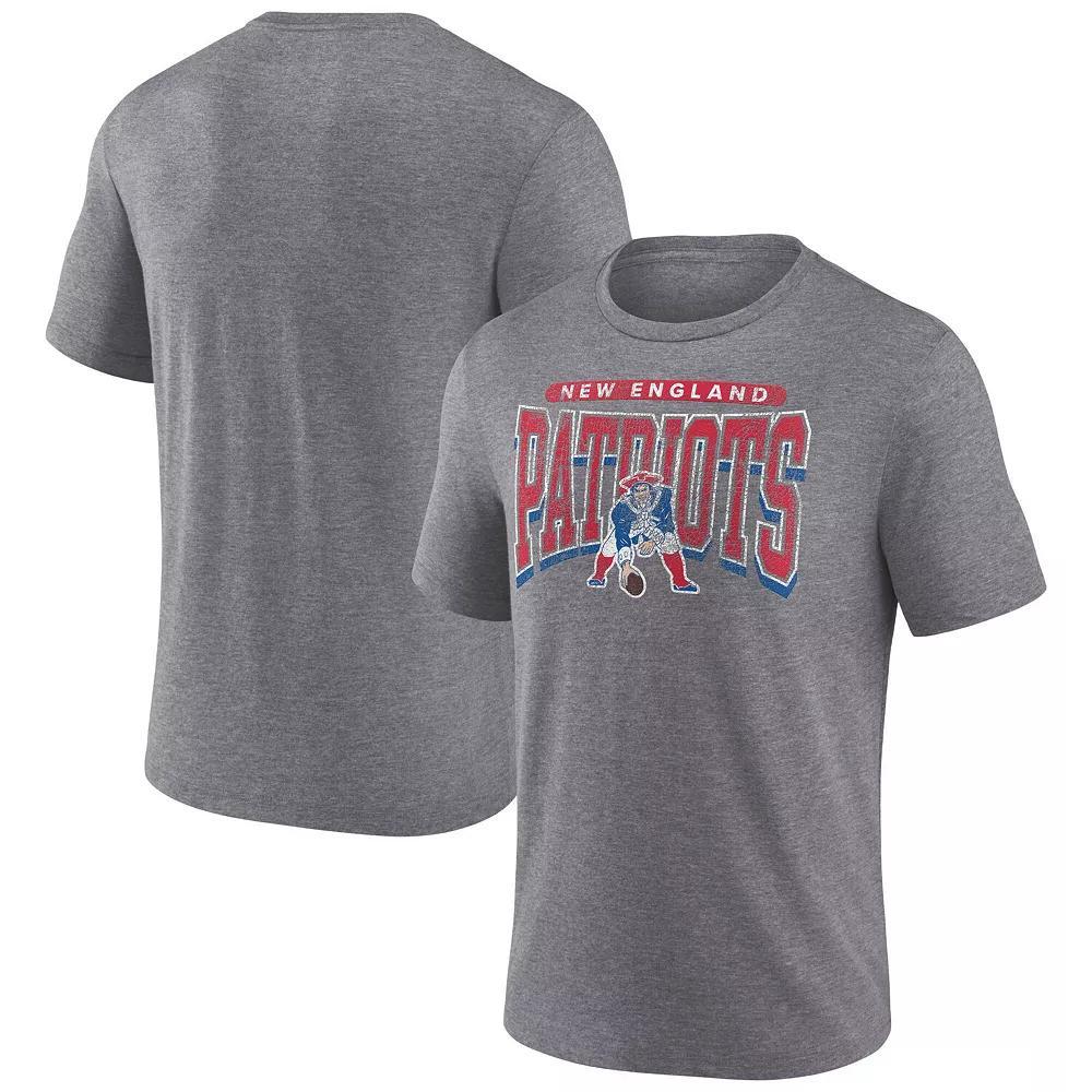 Men's Fanatics Heather Gray New England Patriots Warped Block Tri-Blend T-Shirt,  Product Image