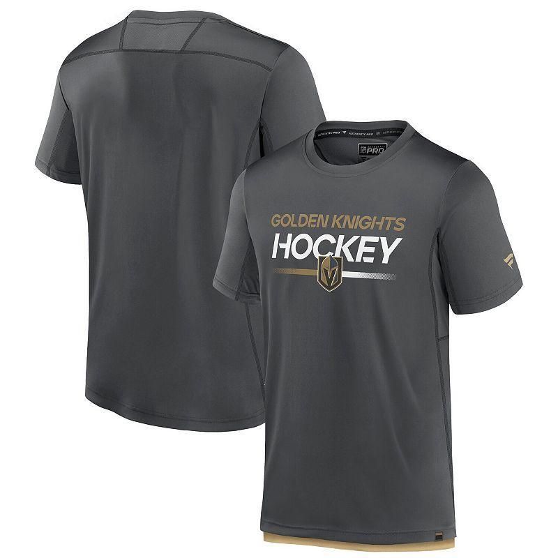 Mens Fanatics Branded Gray Vegas Golden Knights Authentic Pro Tech T-Shirt Product Image