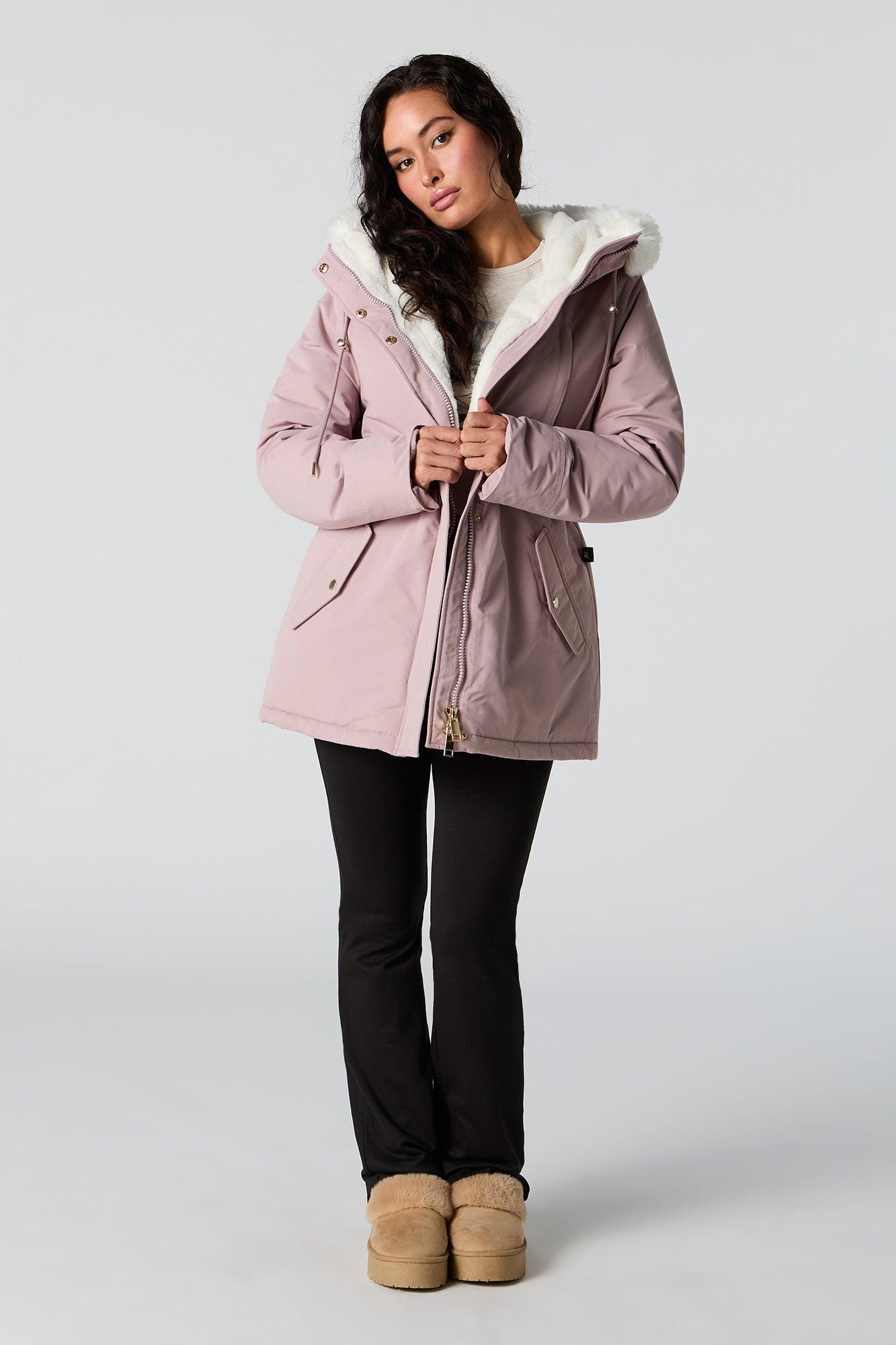 Faux Fur Lined Hooded Parka Female Product Image