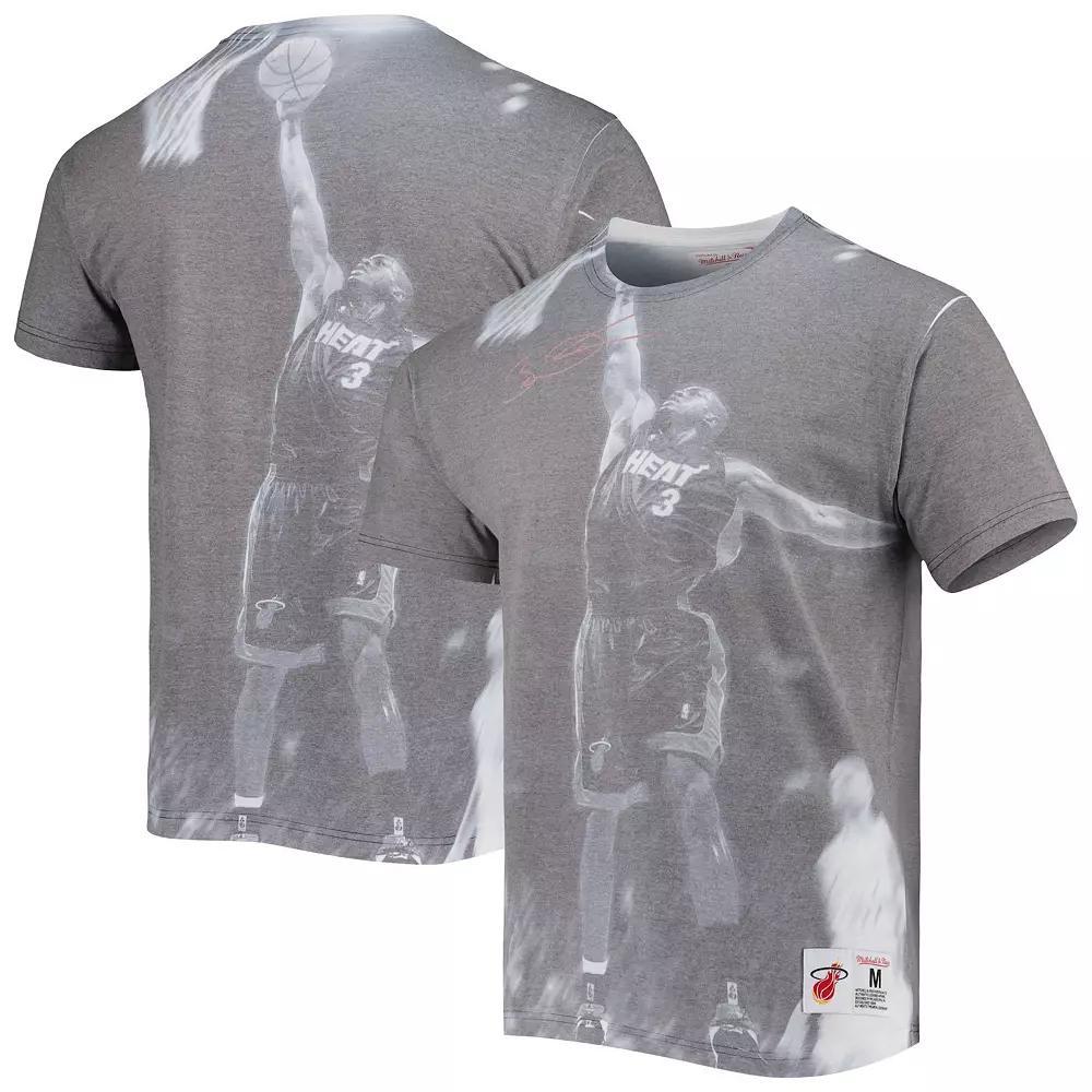 Men's Mitchell & Ness Dwyane Wade Heather Gray Miami Heat Above The Rim T-Shirt,  Product Image